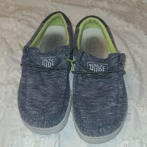 Hey Dude Kids Navy Moccasins with Lime Accents